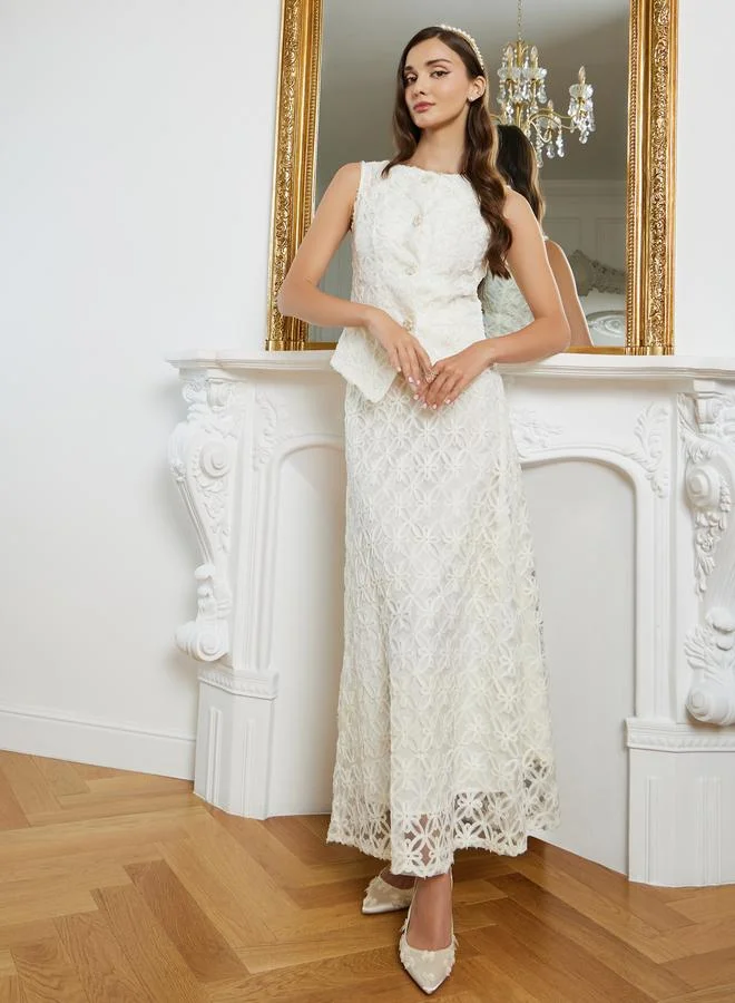 Women Cream Sleeveless Floral Waistcoat